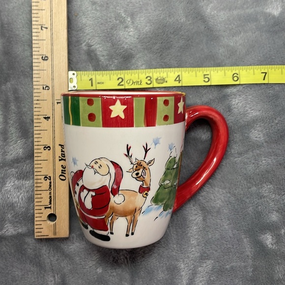 Holiday hand painted Christmas tree cocoa  coffee mug Santa reindeer snowman - Picture 7 of 7